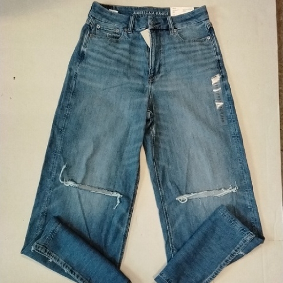 American Eagle Outfitters Women's Distressed Blue Boyfriend Jeans - Picture 1 of 7